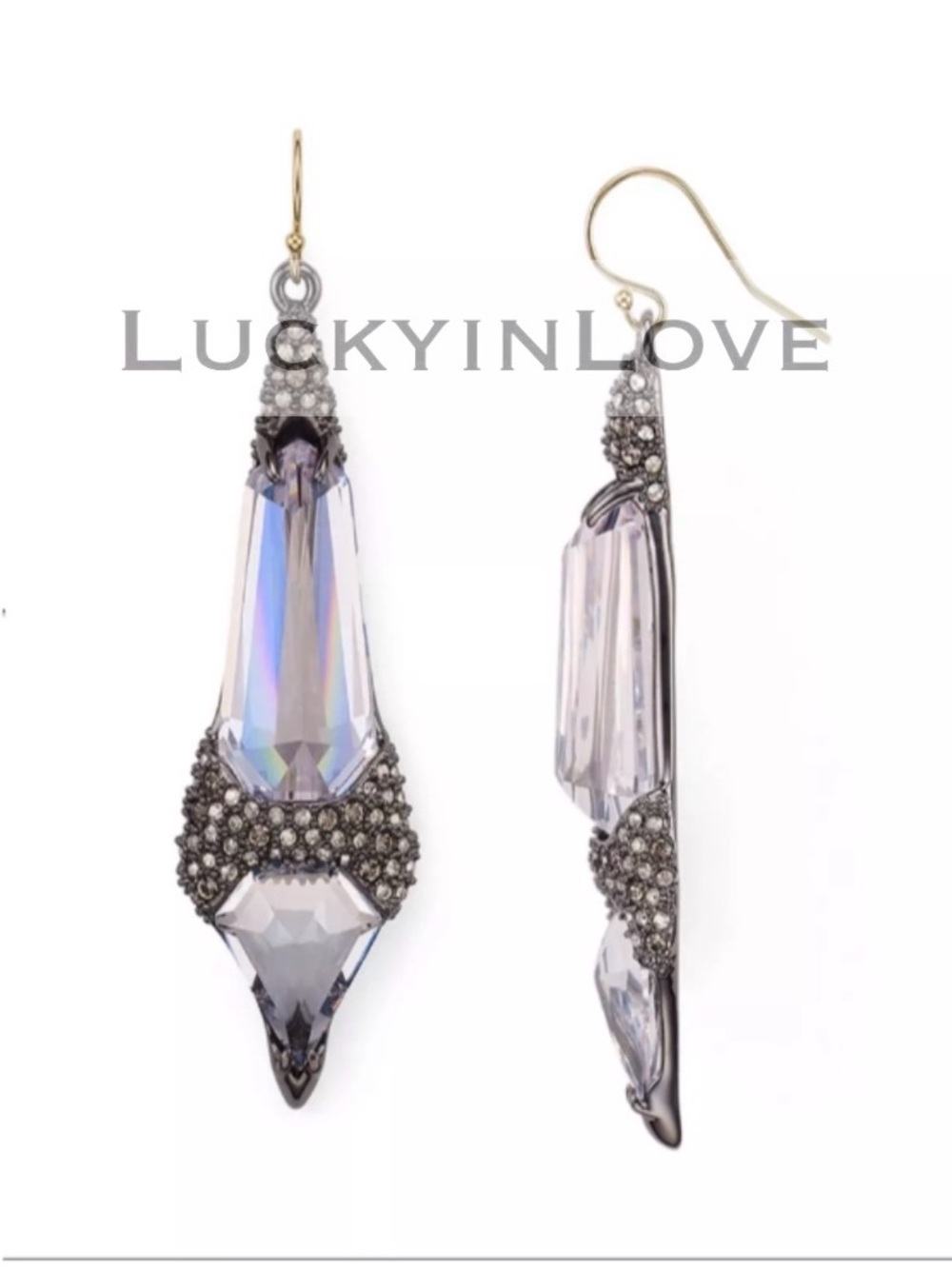 ALEXIS BITTAR • Black Miss Havisham Crystal
Encrusted Spear Drop Earrings